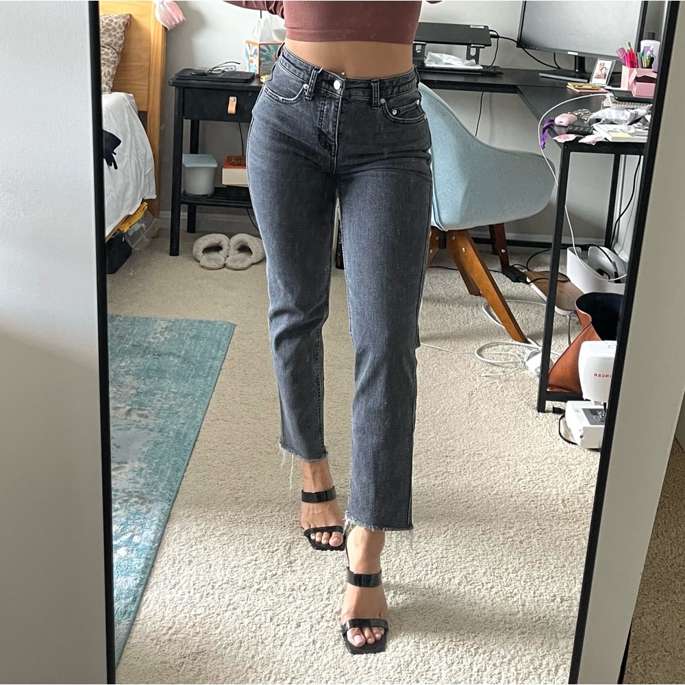 We The Free CRVY High-Rise Vintage Straight Jeans in Black size 26